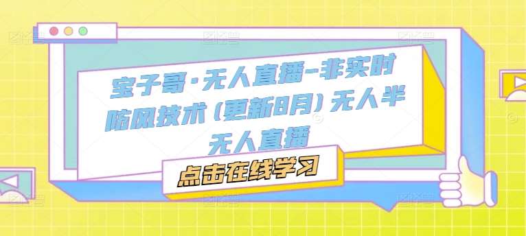 宝子哥·无人直播-非实时防风技术(更新11月)无人半无人直播网创吧-网创项目资源站-副业项目-创业项目-搞钱项目网创吧
