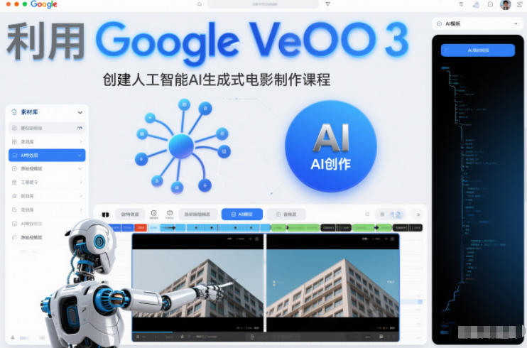 利l用Google Veo 3创建人工智能AI生成式电影制作课程,使用人工智能的力量创建令人惊叹的视频网创吧-网创项目资源站-副业项目-创业项目-搞钱项目网创吧