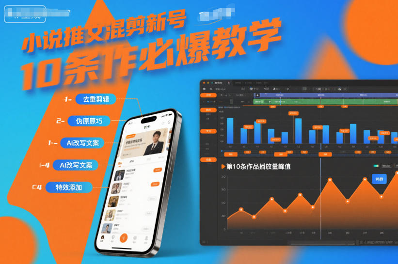 小说推文混剪新号10条必爆教学,伪原创10条作品必爆技巧网创吧-网创项目资源站-副业项目-创业项目-搞钱项目网创吧