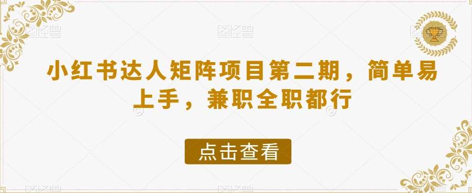 小红书达人矩阵项目第二期,简单易上手,兼职全职都行网创吧-网创项目资源站-副业项目-创业项目-搞钱项目网创吧