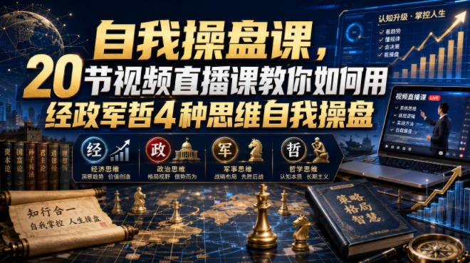 自我操盘课,20节视频直播课教你如何用经政军哲4种思维自我操盘网创吧-网创项目资源站-副业项目-创业项目-搞钱项目网创吧