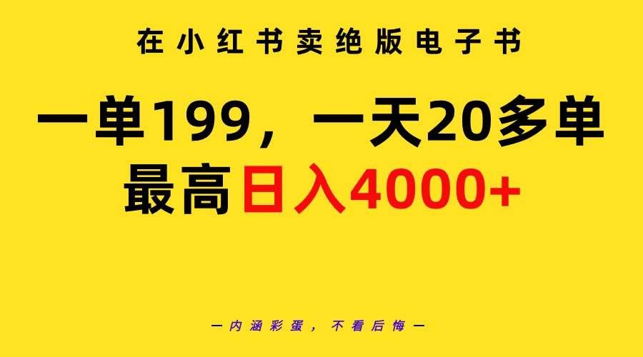 (9401期)在小红书卖绝版电子书,一单199 一天最多搞20多单,最高日入4000+教程+资料网创吧-网创项目资源站-副业项目-创业项目-搞钱项目网创吧