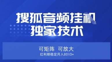 【搜狐音频挂G】独家技术,可矩阵可放大,红利期稳定月入8k【揭秘】网创吧-网创项目资源站-副业项目-创业项目-搞钱项目网创吧