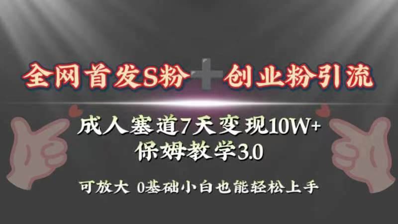 （8337期）全网首发s粉加创业粉引流变现，成人用品赛道7天变现10w+保姆教学3.0网创吧-网创项目资源站-副业项目-创业项目-搞钱项目网创吧