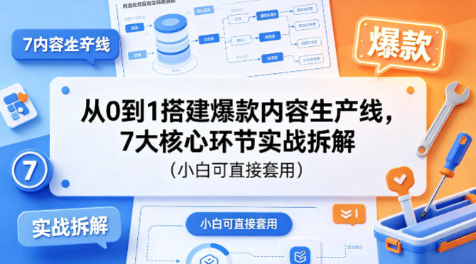 从0到1搭建爆款内容生产线,7大核心环节实战拆解(小白可直接套用)网创吧-网创项目资源站-副业项目-创业项目-搞钱项目网创吧