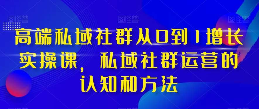 高端私域社群从0到1增长实操课,私域社群运营的认知和方法网创吧-网创项目资源站-副业项目-创业项目-搞钱项目网创吧