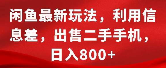 闲鱼最新玩法,利用信息差,出售二手手机,日入8张【揭秘】网创吧-网创项目资源站-副业项目-创业项目-搞钱项目网创吧