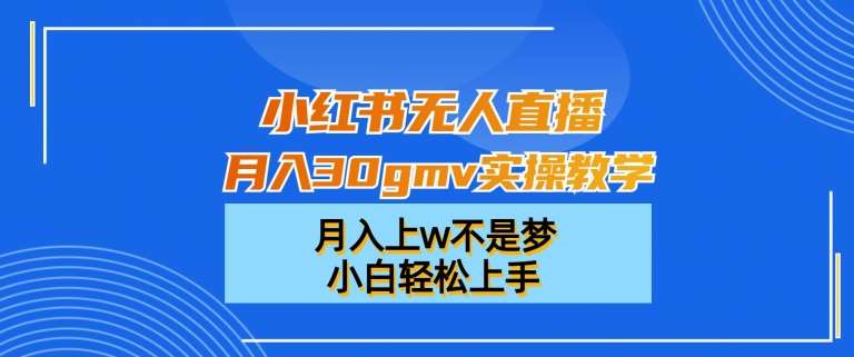小红书无人直播月入30gmv实操教学，月入上w不是梦，小白轻松上手【揭秘】网创吧-网创项目资源站-副业项目-创业项目-搞钱项目网创吧