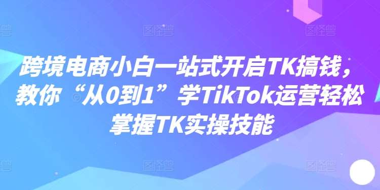 跨境电商小白一站式开启TK搞钱,教你“从0到1”学TikTok运营轻松掌握TK实操技能网创吧-网创项目资源站-副业项目-创业项目-搞钱项目网创吧