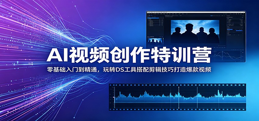 AI视频创作特训营：零基础入门到精通，玩转DS工具搭配剪辑技巧打造爆款视频网创吧-网创项目资源站-副业项目-创业项目-搞钱项目网创吧