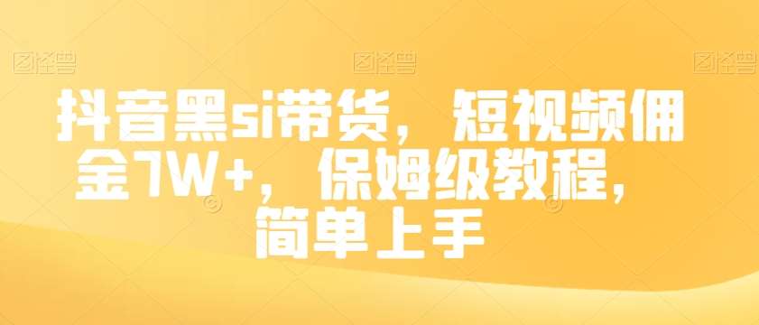 抖音黑si带货,短视频佣金7W+,保姆级教程,简单上手【揭秘】网创吧-网创项目资源站-副业项目-创业项目-搞钱项目网创吧