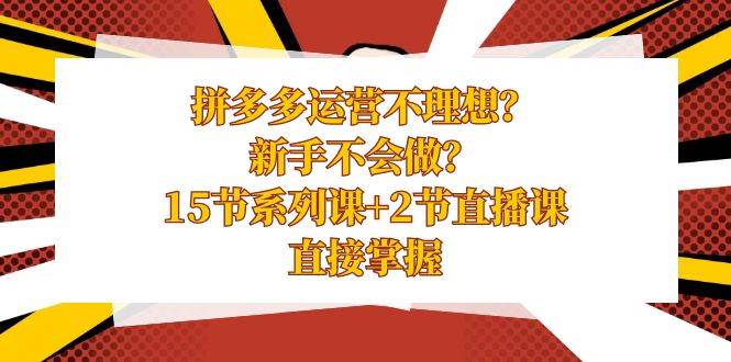 (8479期)拼多多运营不理想?新手不会做?15节系列课+2节直播课,直接掌握网创吧-网创项目资源站-副业项目-创业项目-搞钱项目网创吧