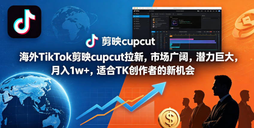 海外TikTok剪映cupcut拉新,市场广阔,潜力巨大,月入1w+,适合TK创作者的新机会网创吧-网创项目资源站-副业项目-创业项目-搞钱项目网创吧