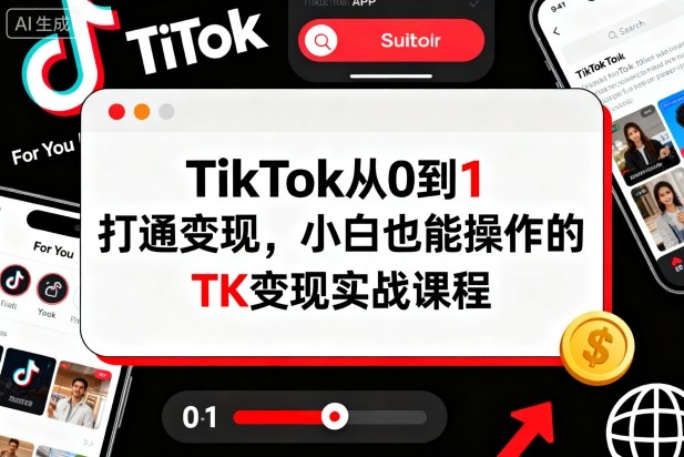 TikTok从0到1打通变现,小白也能操作的TK变现实战课程网创吧-网创项目资源站-副业项目-创业项目-搞钱项目网创吧