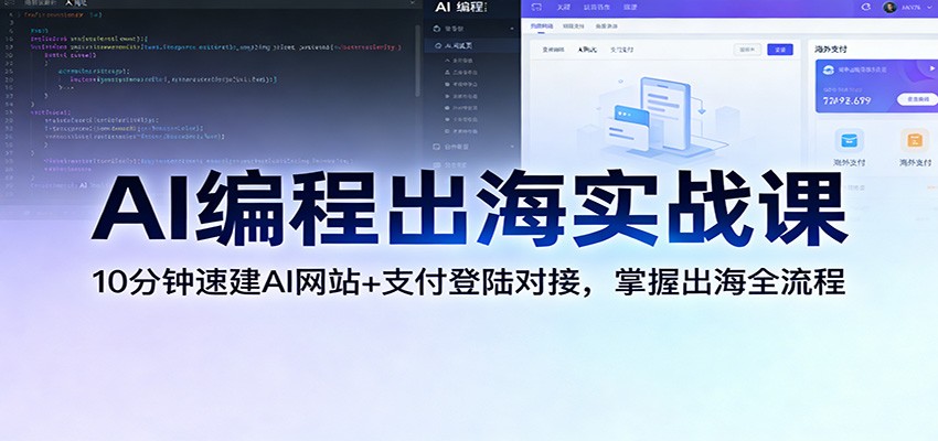 AI编程出海实战课：10分钟速建AI网站+支付登陆对接，掌握出海全流程网创吧-网创项目资源站-副业项目-创业项目-搞钱项目网创吧