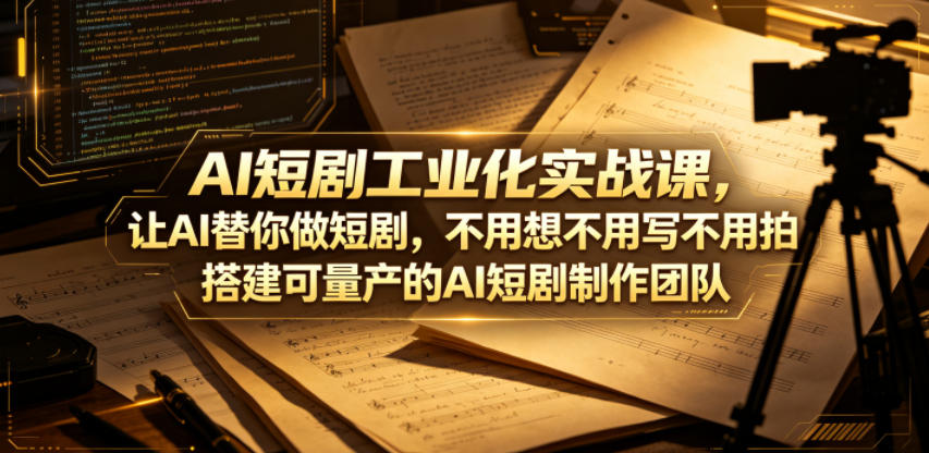 AI短剧工业化实战课，让AI替你做短剧，不用想不用写不用拍，搭建可量产的AI短剧制作团队网创吧-网创项目资源站-副业项目-创业项目-搞钱项目网创吧