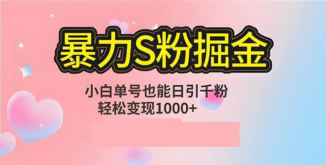 (12778期)单人单机日引千粉,变现1000+,S粉流量掘金计划攻略网创吧-网创项目资源站-副业项目-创业项目-搞钱项目网创吧