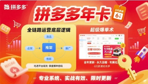 拼多多年卡【8月更新6节】拼多多全链路运营底层逻辑,超级爆单术网创吧-网创项目资源站-副业项目-创业项目-搞钱项目网创吧