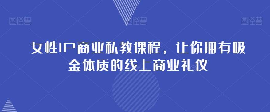 女性IP商业私教课程,让你拥有吸金体质的线上商业礼仪网创吧-网创项目资源站-副业项目-创业项目-搞钱项目网创吧