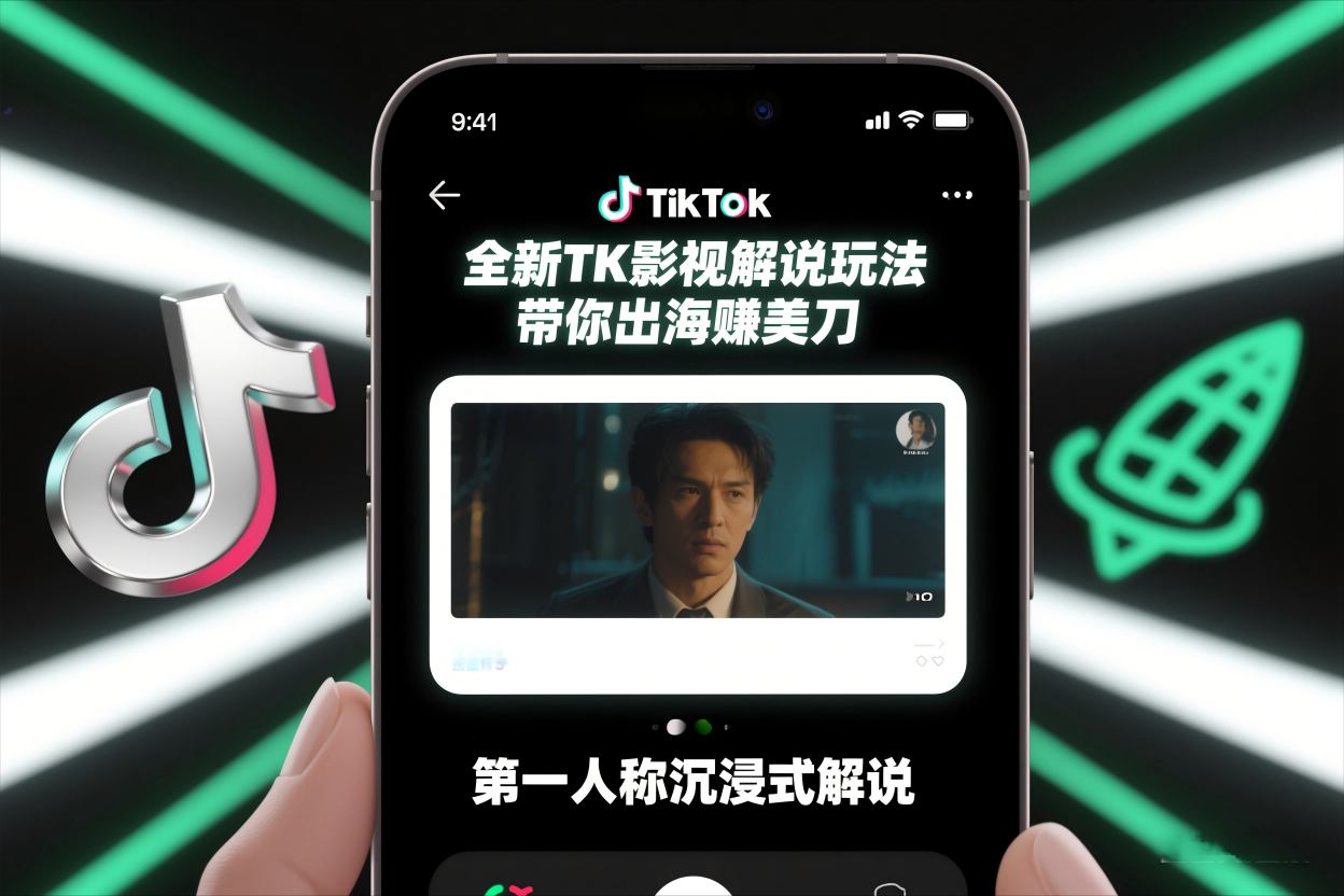 TikTok第一人称影视解说教学,全新TK影视解说玩法,带你出海賺美刀网创吧-网创项目资源站-副业项目-创业项目-搞钱项目网创吧