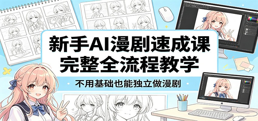 新手AI漫剧速成课：完整全流程教学，不用基础也能独立做漫剧网创吧-网创项目资源站-副业项目-创业项目-搞钱项目网创吧