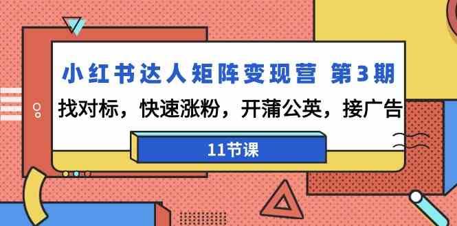 小红书达人矩阵变现营第3期,找对标,快速涨粉,开蒲公英,接广告(11节课)网创吧-网创项目资源站-副业项目-创业项目-搞钱项目网创吧