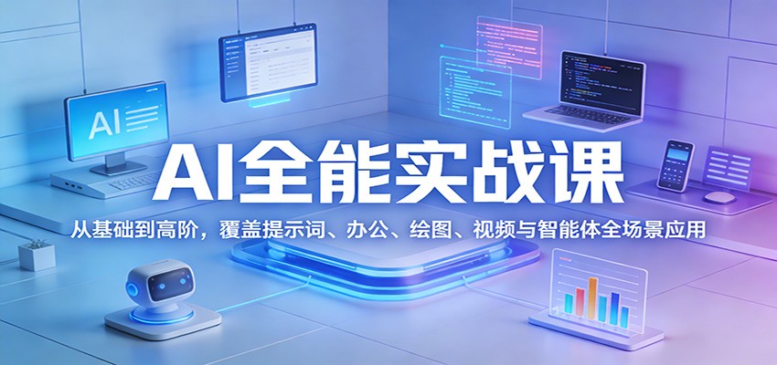 AI全能实战课:从基础到高阶,覆盖提示词、办公、绘图、视频与智能体全场景应用网创吧-网创项目资源站-副业项目-创业项目-搞钱项目网创吧