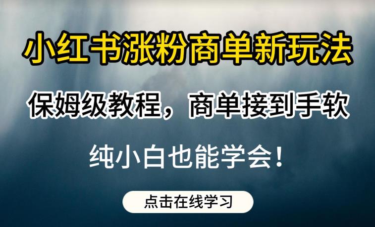 小红书涨粉商单新玩法,保姆级教程,商单接到手软,纯小白也能学会【揭秘】网创吧-网创项目资源站-副业项目-创业项目-搞钱项目网创吧