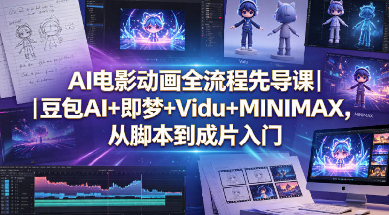 AI电影动画全流程先导课｜豆包AI+即梦+Vidu+MINIMAX，从脚本到成片入门网创吧-网创项目资源站-副业项目-创业项目-搞钱项目网创吧