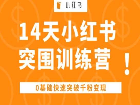 14天小红书突围训练营 ,0基础快速突破千粉变现网创吧-网创项目资源站-副业项目-创业项目-搞钱项目网创吧