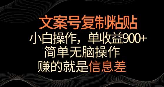 文案号掘金,简单复制粘贴,小白操作,单作品收益900+【揭秘】网创吧-网创项目资源站-副业项目-创业项目-搞钱项目网创吧