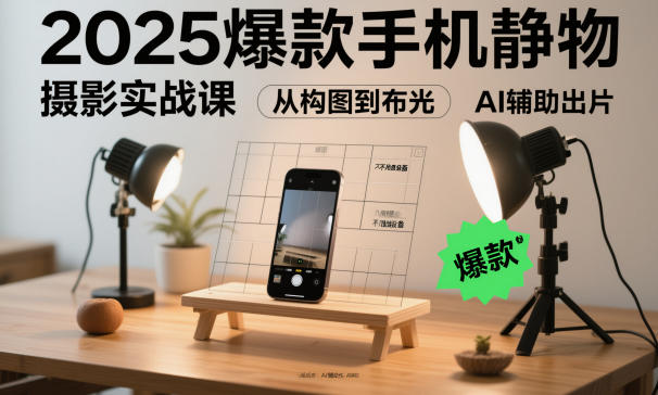 2025爆款手机静物摄影实战课,从构图到布光,不用贵设备,AI辅助出片网创吧-网创项目资源站-副业项目-创业项目-搞钱项目网创吧