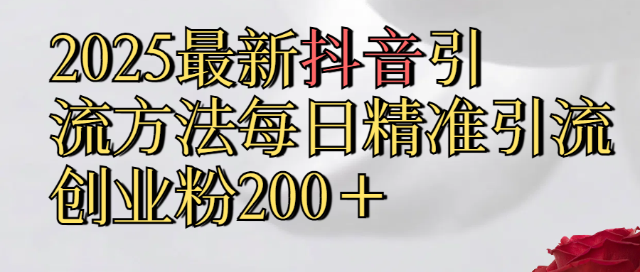 真实免费分享2025最新,抖音引流,方法每日精准引流创业粉300+网创吧-网创项目资源站-副业项目-创业项目-搞钱项目网创吧