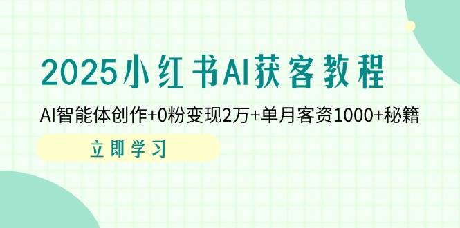 (14301期)2025小红书AI获客教程:AI智能体创作+0粉变现2万+单月客资1000+秘籍网创吧-网创项目资源站-副业项目-创业项目-搞钱项目网创吧
