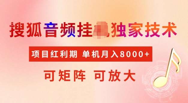 首发搜狐音频挂JI,项目红利期,可矩阵可放大,稳定月入5k【揭秘】网创吧-网创项目资源站-副业项目-创业项目-搞钱项目网创吧