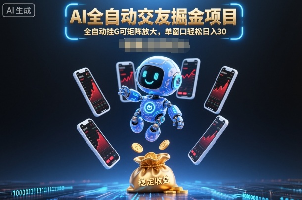 AI全自动交友掘金项目,全自动挂G可矩阵放大,单窗口轻松日入30+【揭秘】网创吧-网创项目资源站-副业项目-创业项目-搞钱项目网创吧