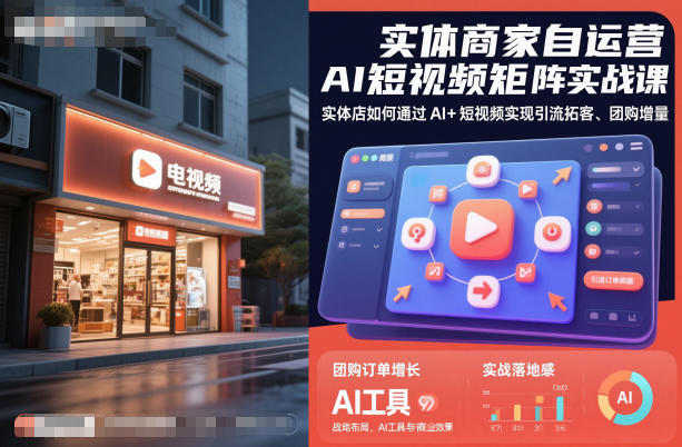 实体商家自运营AI短视频矩阵实战课,实体店如何通过AI+短视频实现引流拓客、团购增量网创吧-网创项目资源站-副业项目-创业项目-搞钱项目网创吧