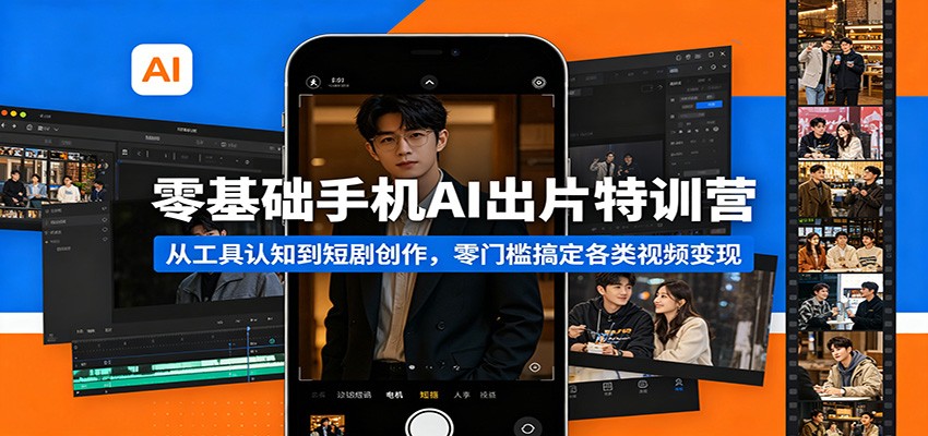 零基础手机AI出片特训营：从工具认知到短剧创作，零门槛搞定各类视频变现网创吧-网创项目资源站-副业项目-创业项目-搞钱项目网创吧