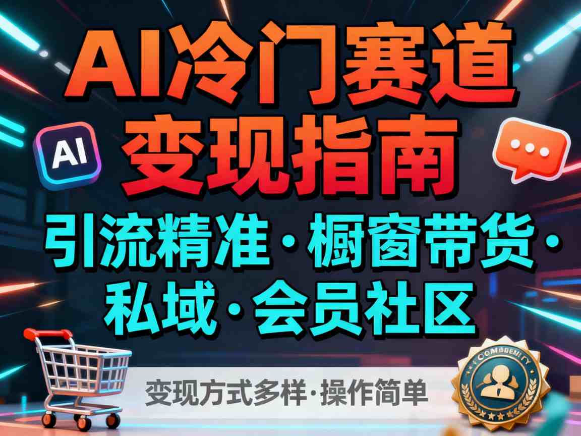 AI冷门赛道,引流精准,橱窗带货+私域+会员社区,变现方式多样,操作简单网创吧-网创项目资源站-副业项目-创业项目-搞钱项目网创吧