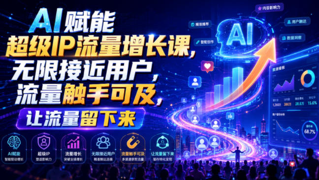 AI赋能超级IP流量增长课,无限接近用户,流量触手可及,让流量留下来网创吧-网创项目资源站-副业项目-创业项目-搞钱项目网创吧