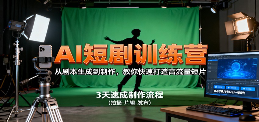 AI短剧训练营,从剧本生成到制作,教你快速打造高流量短片网创吧-网创项目资源站-副业项目-创业项目-搞钱项目网创吧