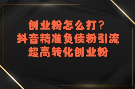 创业粉怎么打?抖音精准负债粉引流,超高转化创业粉网创吧-网创项目资源站-副业项目-创业项目-搞钱项目网创吧