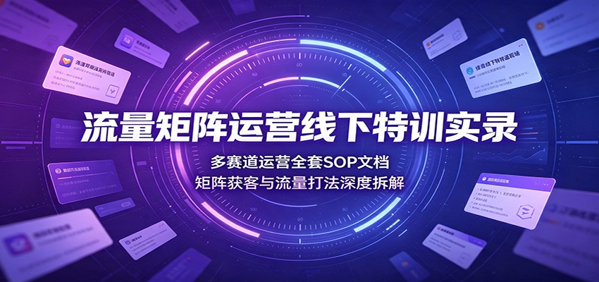 流量矩阵运营线下特训实录：多赛道运营全套SOP文档，矩阵获客与流量打法深度拆解网创吧-网创项目资源站-副业项目-创业项目-搞钱项目网创吧