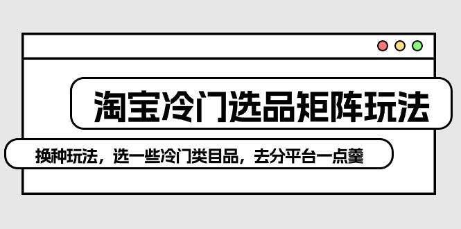 (10159期)淘宝冷门选品矩阵玩法:换种玩法,选一些冷门类目品,去分平台一点羹网创吧-网创项目资源站-副业项目-创业项目-搞钱项目网创吧