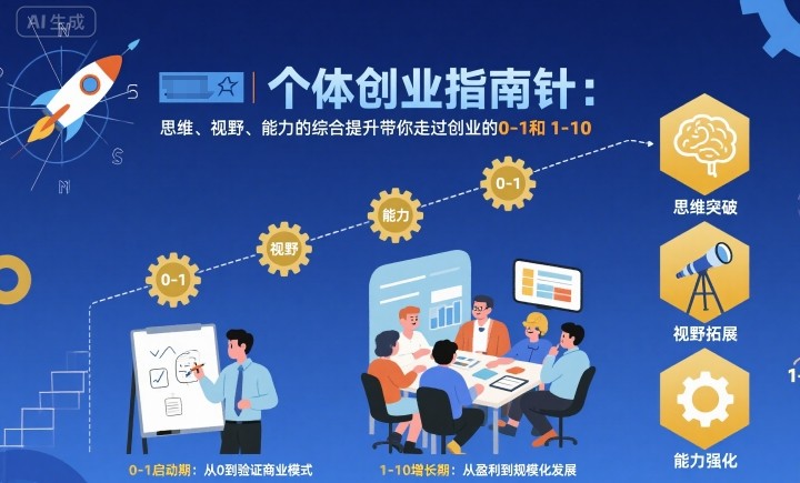 个体创业指南针,思维、视野、能力的综合提升带你走过创业的0-1和1-10【音频】网创吧-网创项目资源站-副业项目-创业项目-搞钱项目网创吧