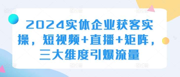 2024实体企业获客实操,短视频+直播+矩阵,三大维度引爆流量网创吧-网创项目资源站-副业项目-创业项目-搞钱项目网创吧