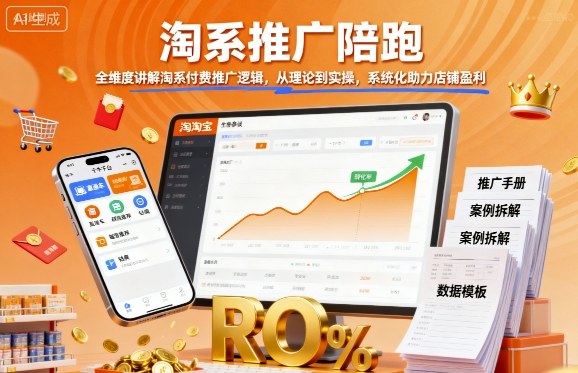 淘系推广陪跑，全维度讲解淘系付费推广逻辑，从理论到实操，系统化助力店铺盈利网创吧-网创项目资源站-副业项目-创业项目-搞钱项目网创吧
