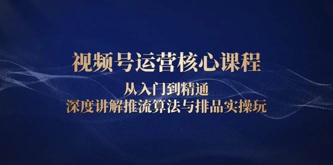 (13863期)视频号运营核心课程,从入门到精通,深度讲解推流算法与排品实操玩网创吧-网创项目资源站-副业项目-创业项目-搞钱项目网创吧