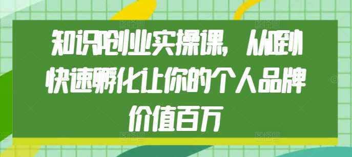 知识IP创业实操课,从0到1快速孵化让你的个人品牌价值百万网创吧-网创项目资源站-副业项目-创业项目-搞钱项目网创吧