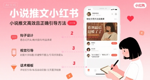 小说推文小红书高转化引导方法实操课，小说推文高效且正确引导方法网创吧-网创项目资源站-副业项目-创业项目-搞钱项目网创吧